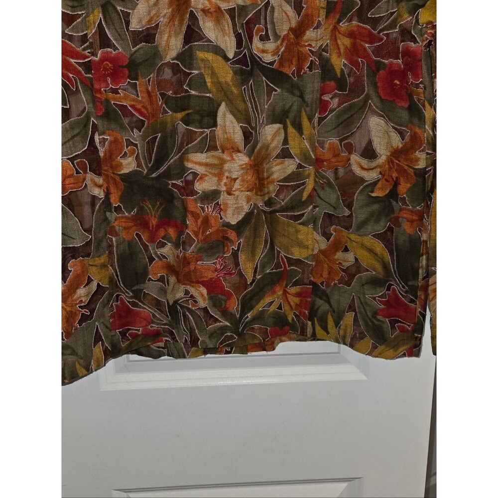 Alfred Dunner Semi Sheer Tropical Floral Print Button Down Shirt - Picture 10 of 10